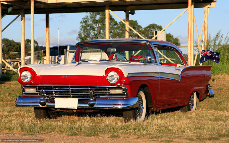 Classic red and white car
