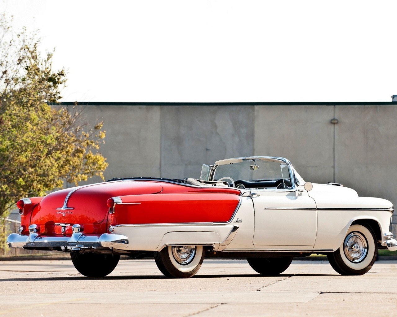 Classic red and white convertible
