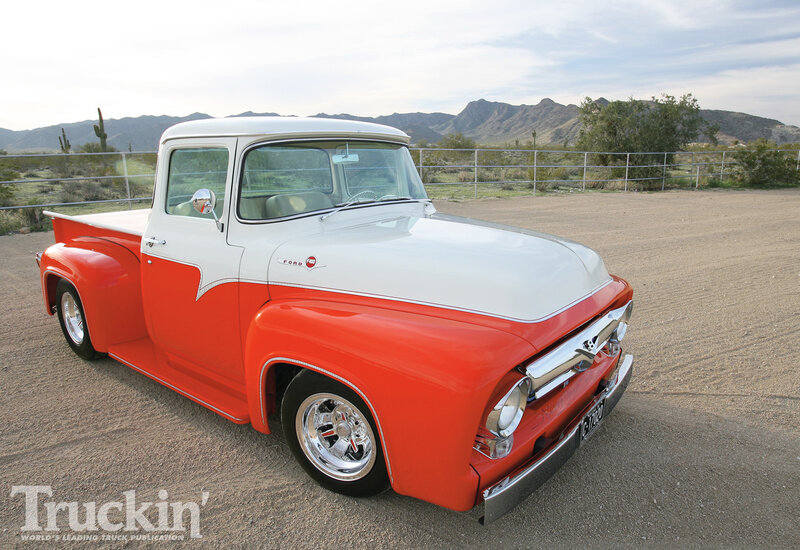 Classic Red and White Pickup Truck