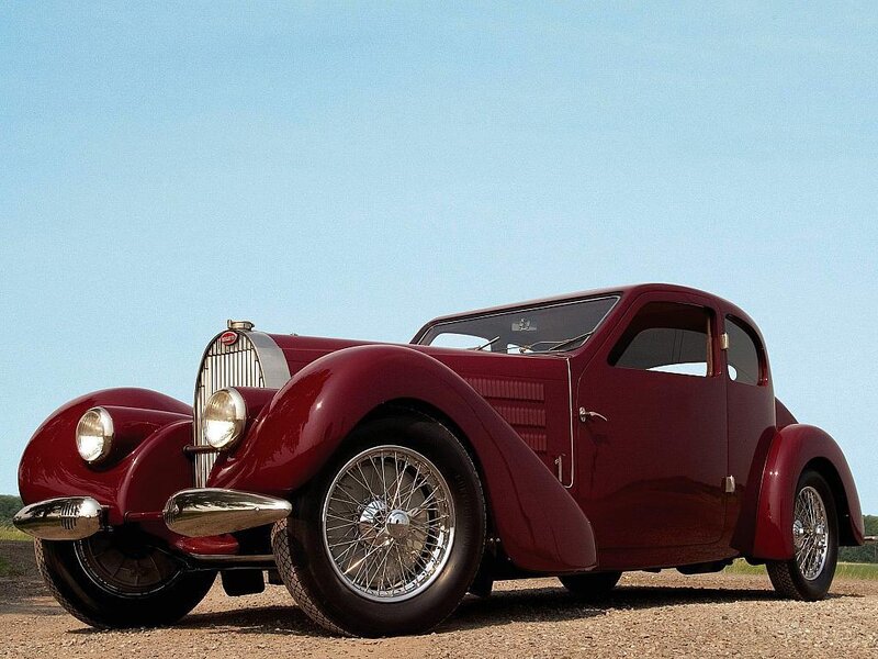 Classic red Bugatti car