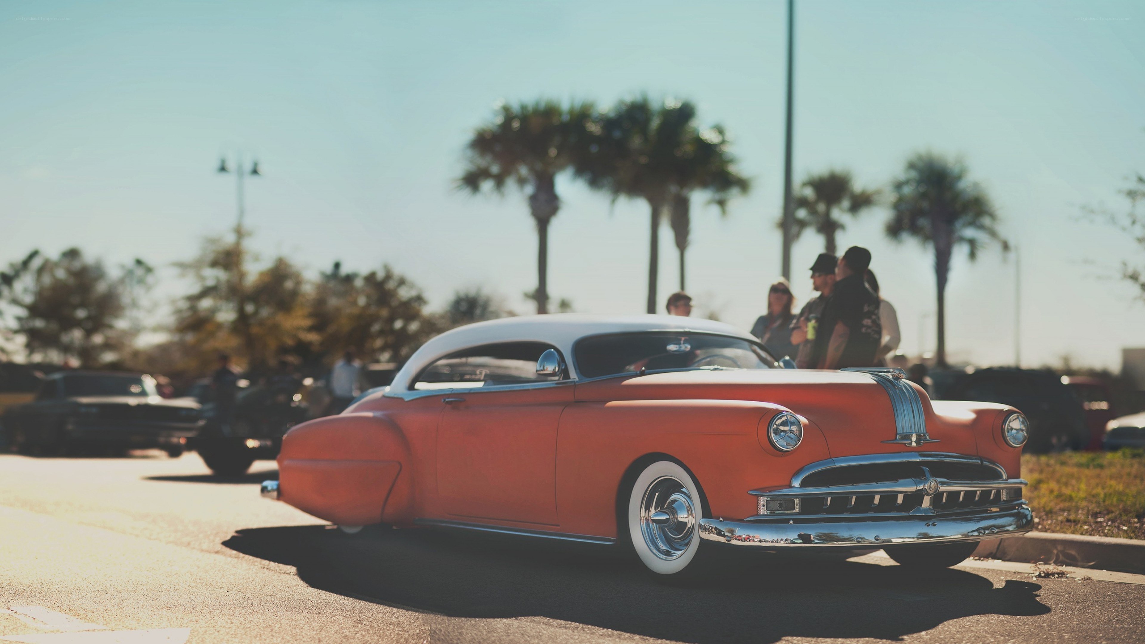 Classic red car at a show
