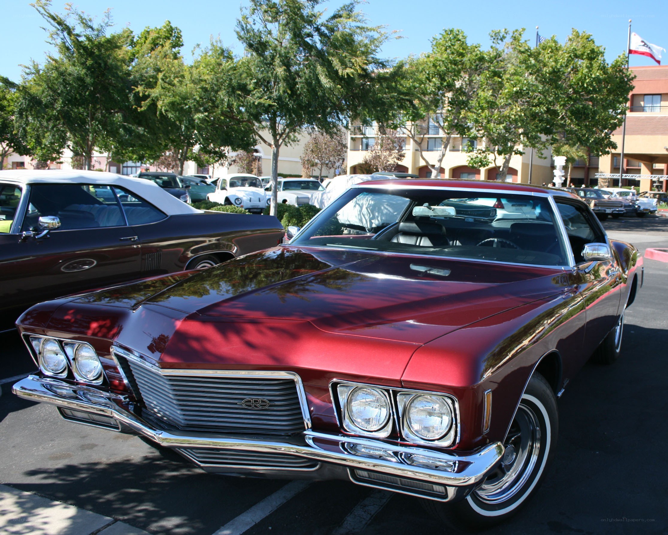 Classic red car at a show