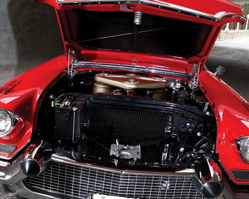 classic red car engine