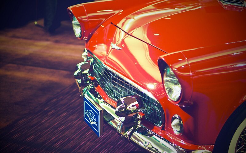 Classic red car front view