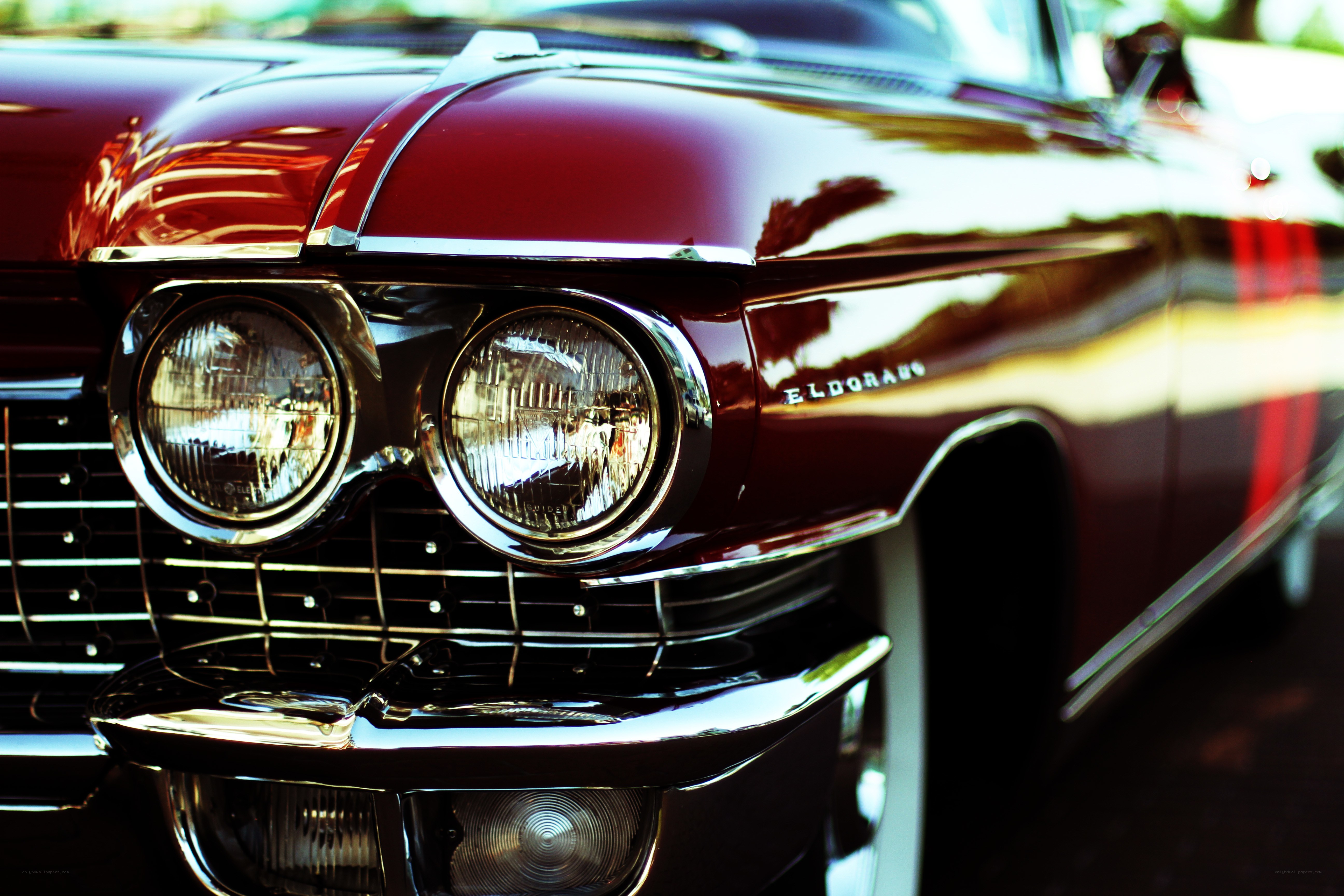Classic red car front view