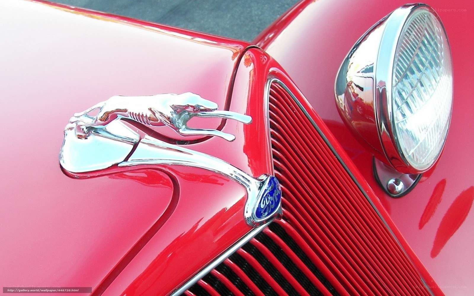 Classic red car hood ornament