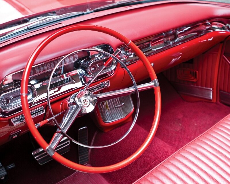 Classic red car interior