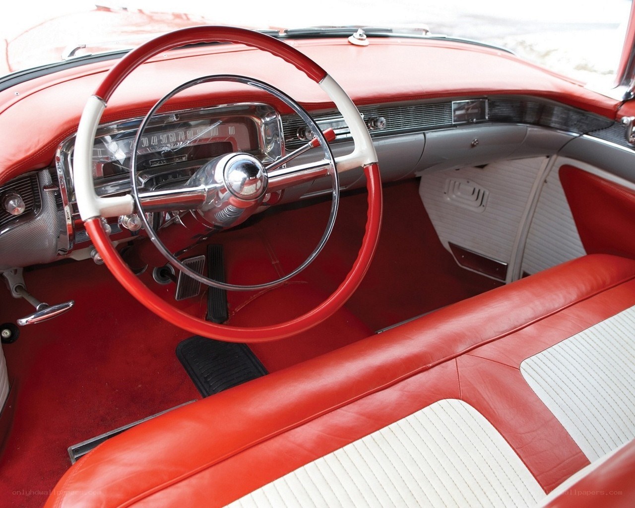 Classic red car interior