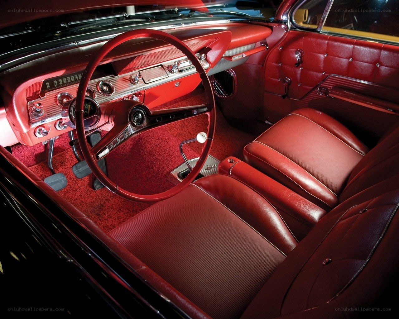 classic red car interior