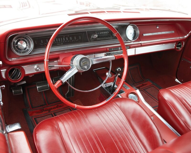 Classic red car interior