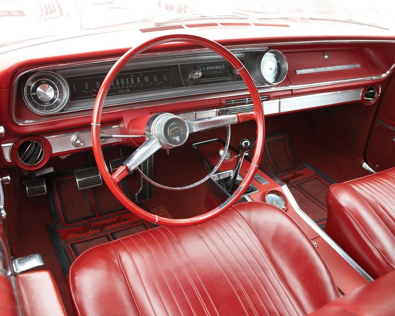 Classic red car interior