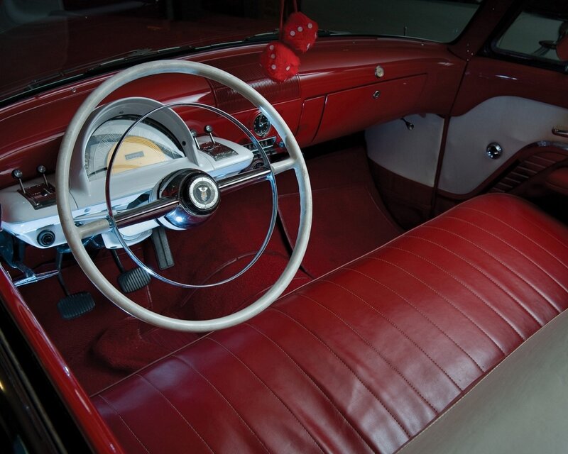 Classic red car interior