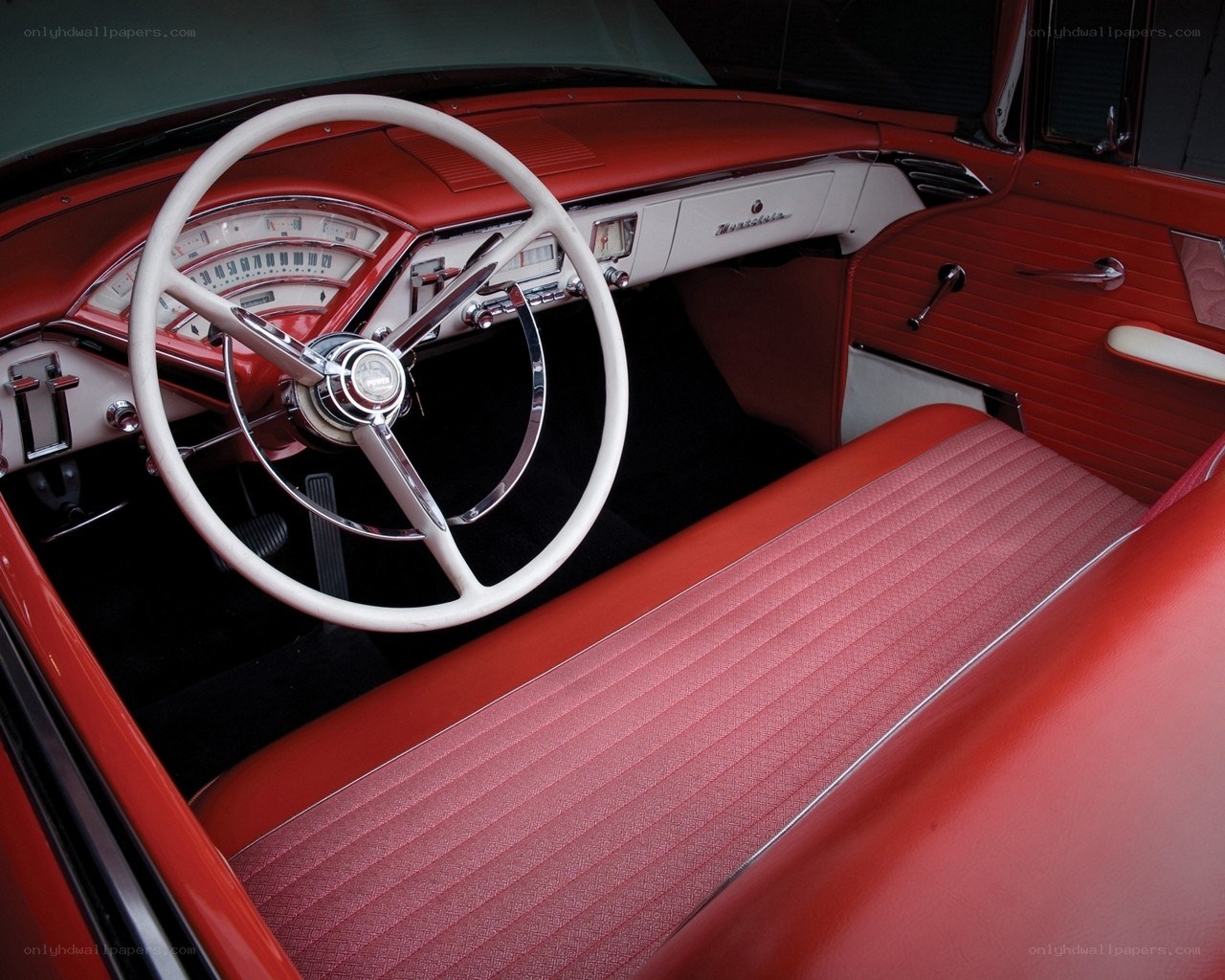 Classic red car interior