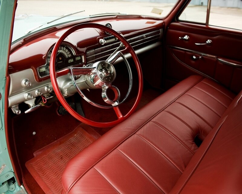 Classic red car interior