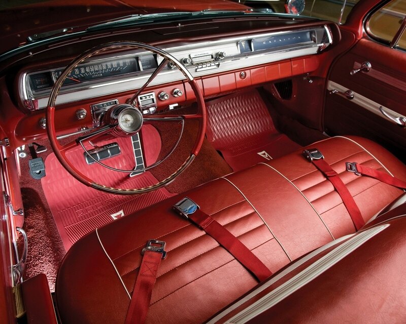 Classic red car interior