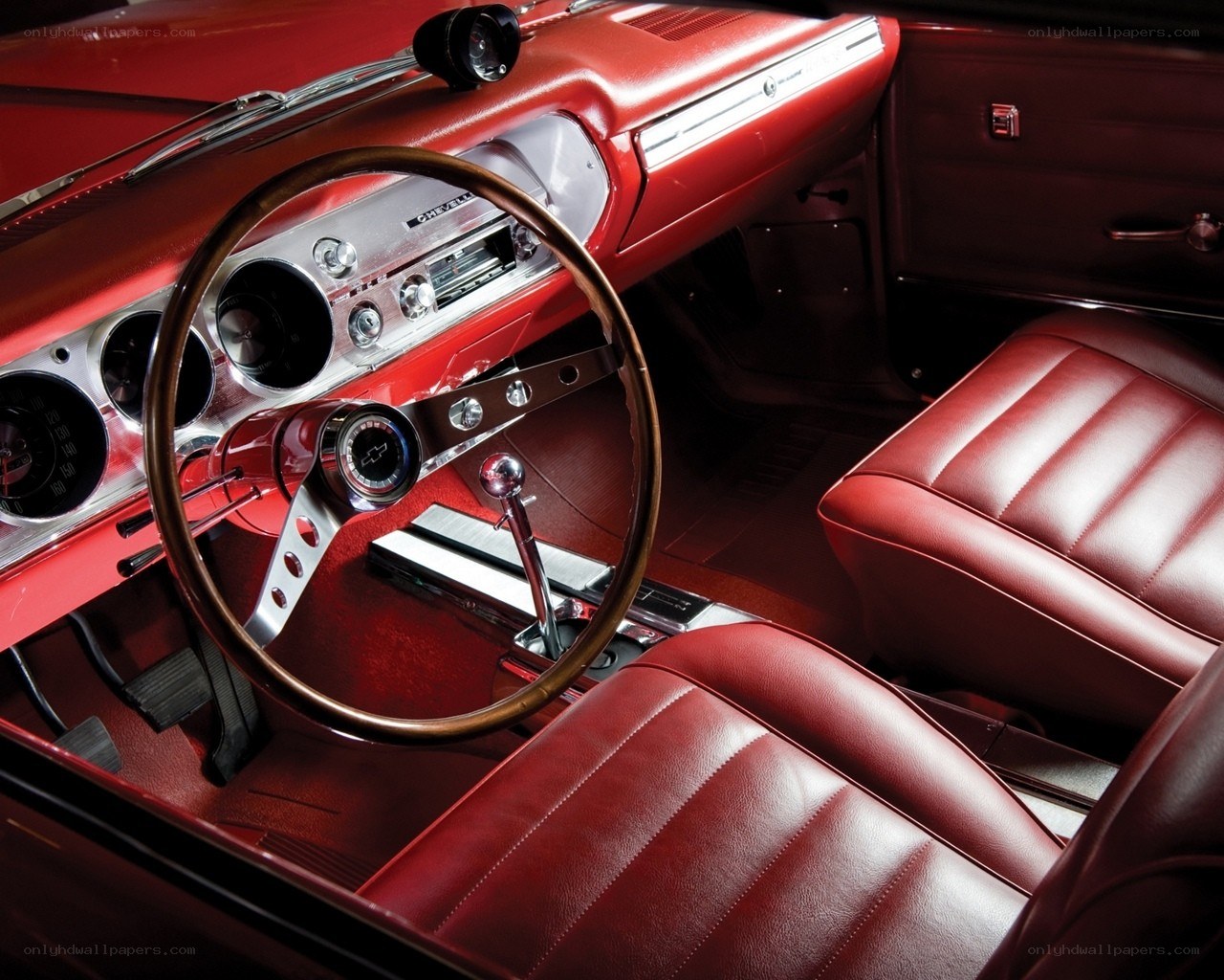 Classic red car interior