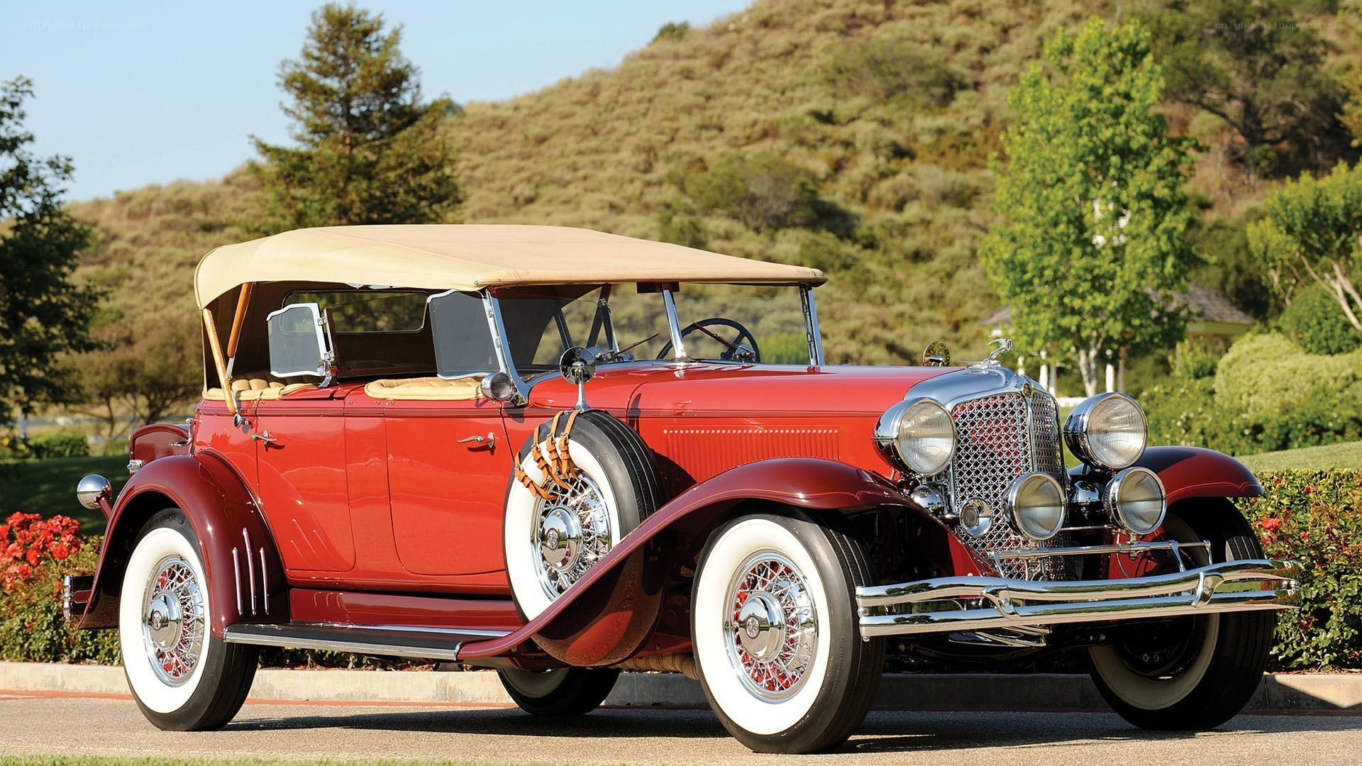 Classic red convertible car