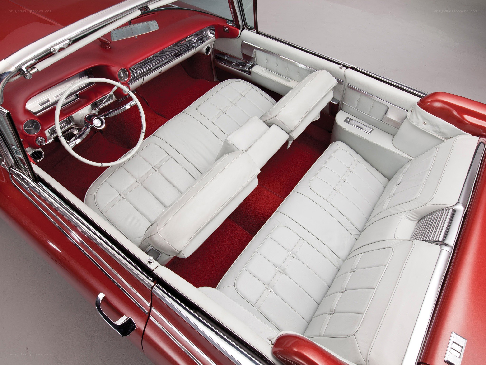 Classic red convertible interior