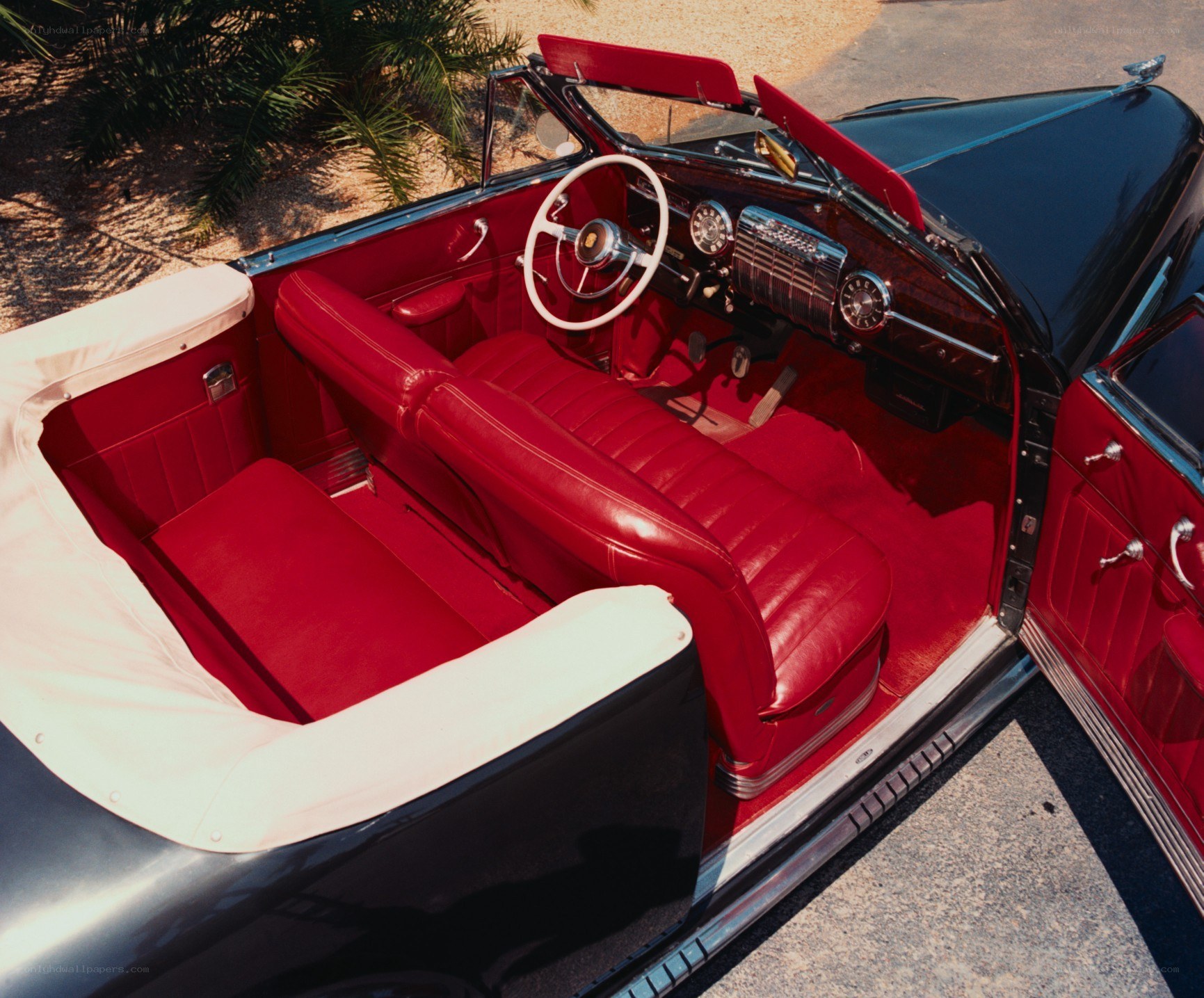 Classic red convertible interior