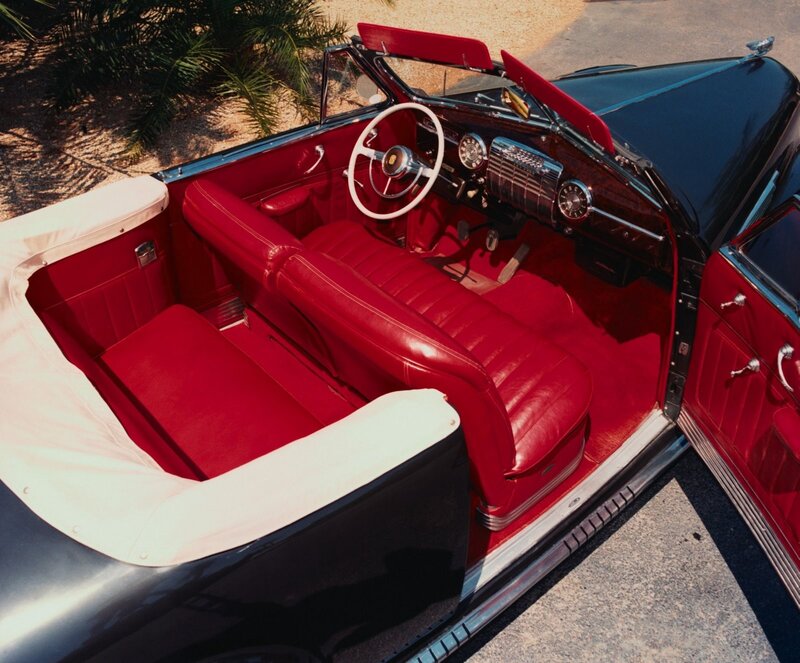 Classic red convertible interior