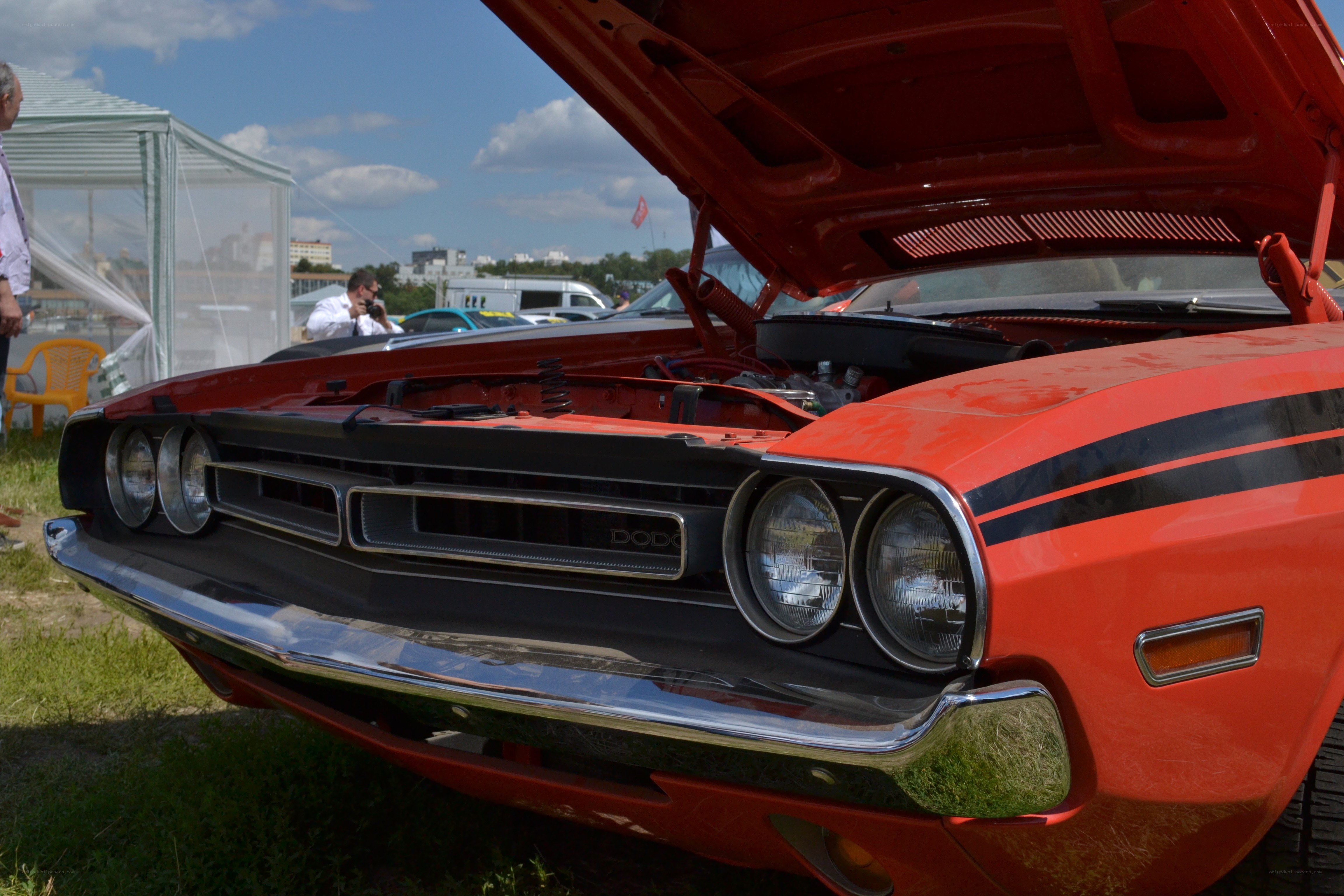 Classic red Dodge muscle car