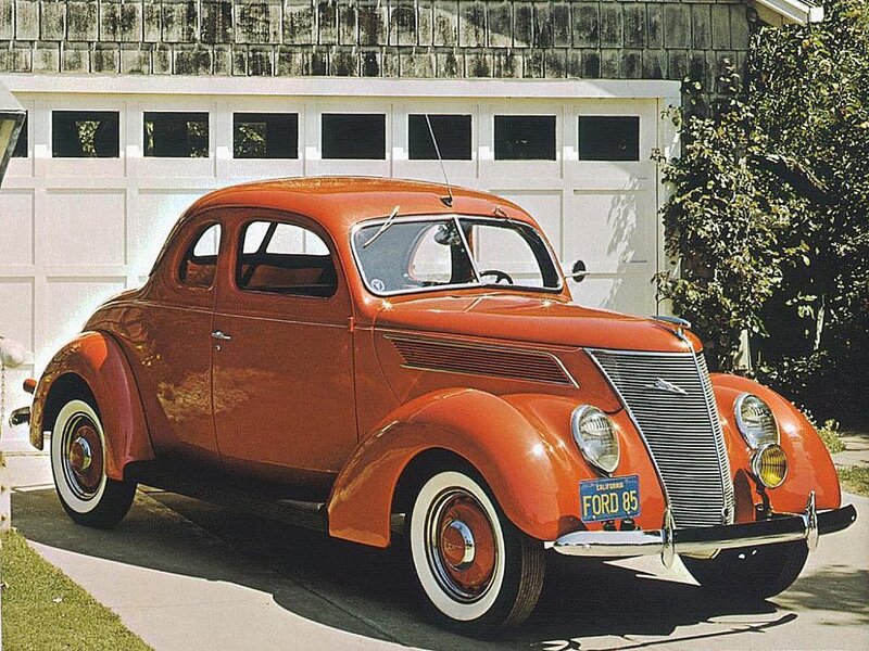 Classic red Ford coupe