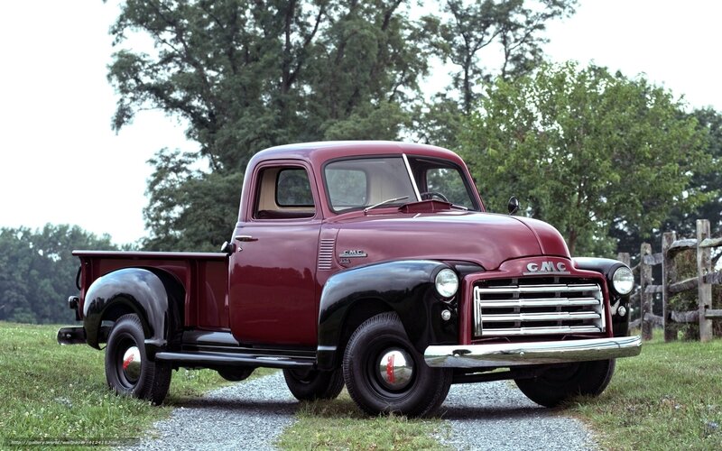 Classic red GMC pickup truck