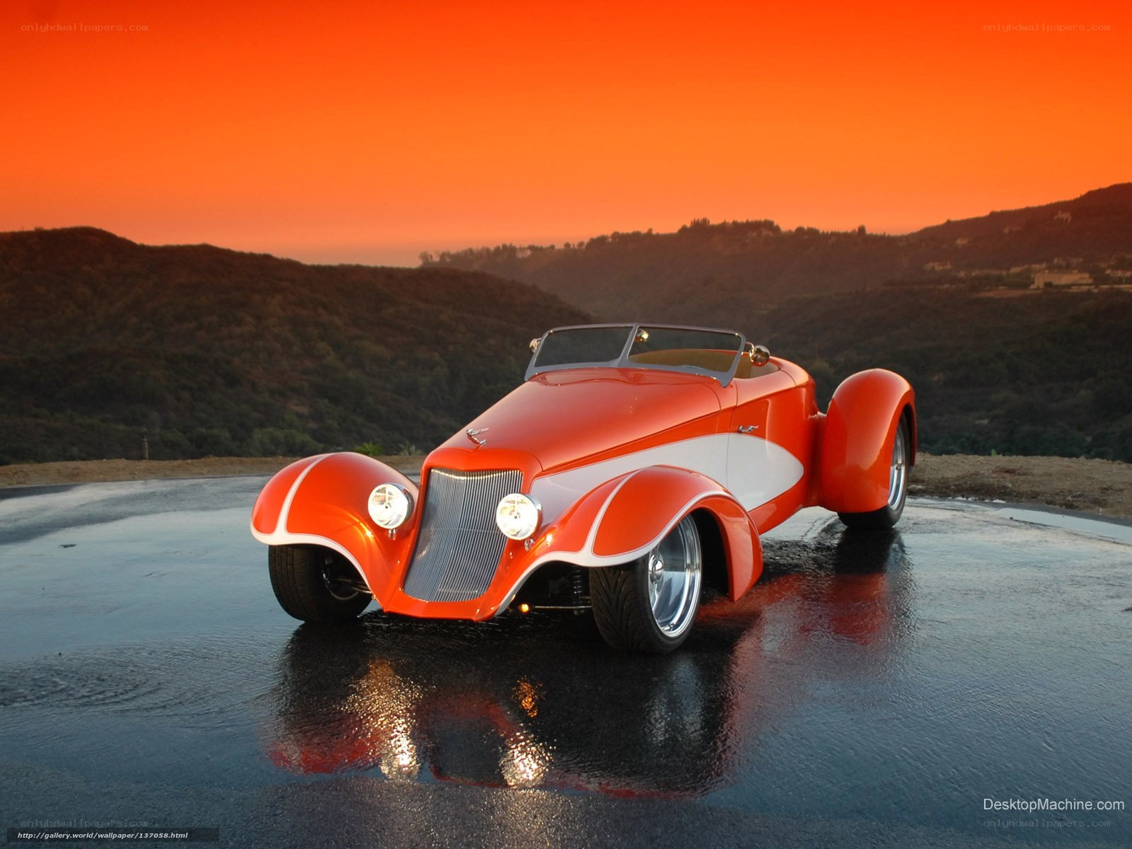 Classic red hot rod car