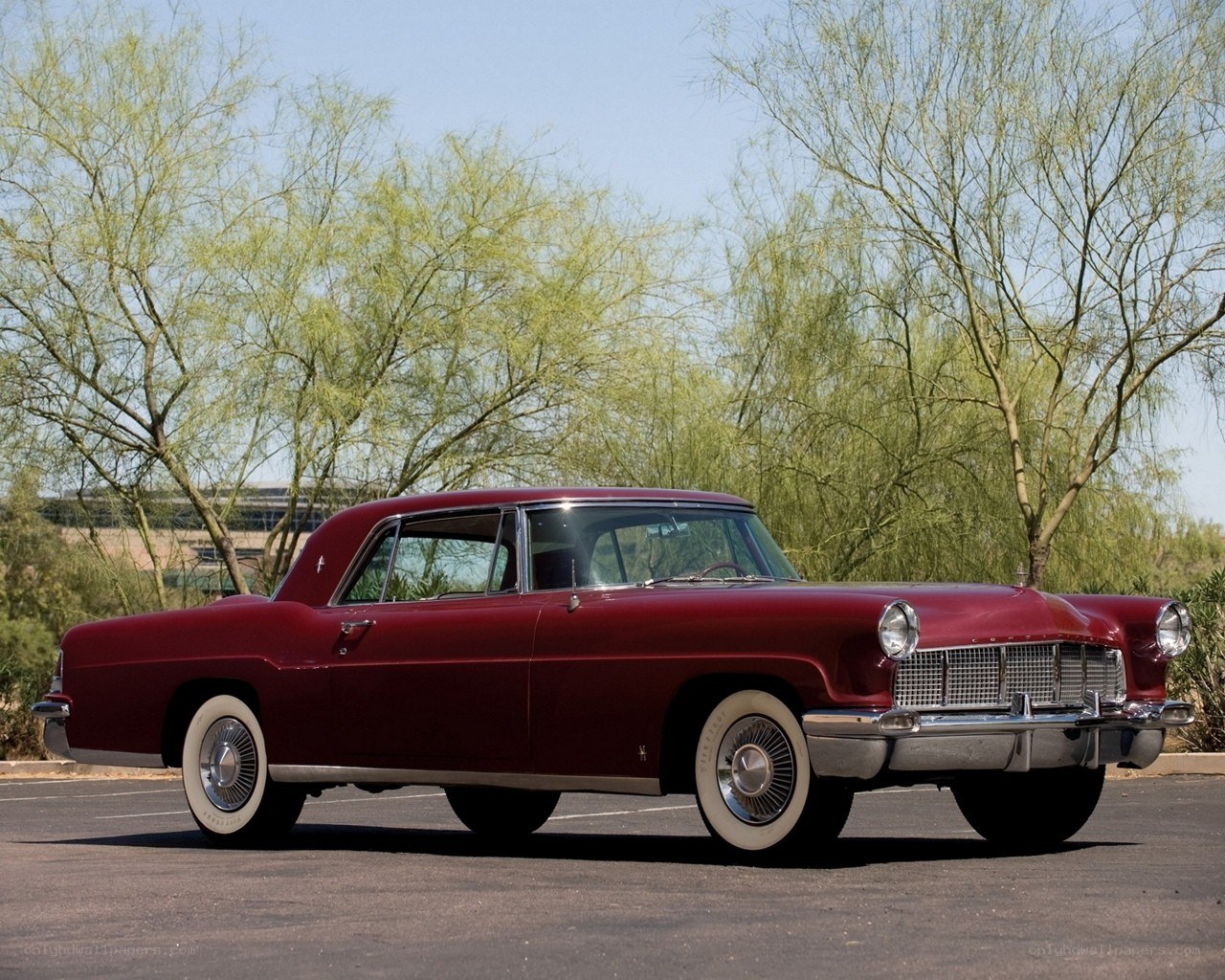 Classic red Lincoln sedan