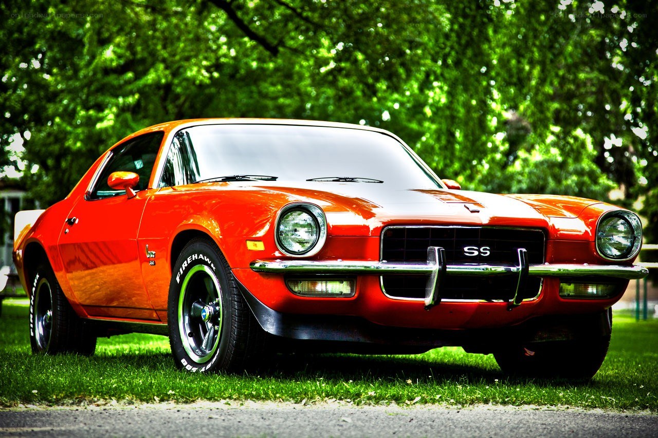 Classic red muscle car