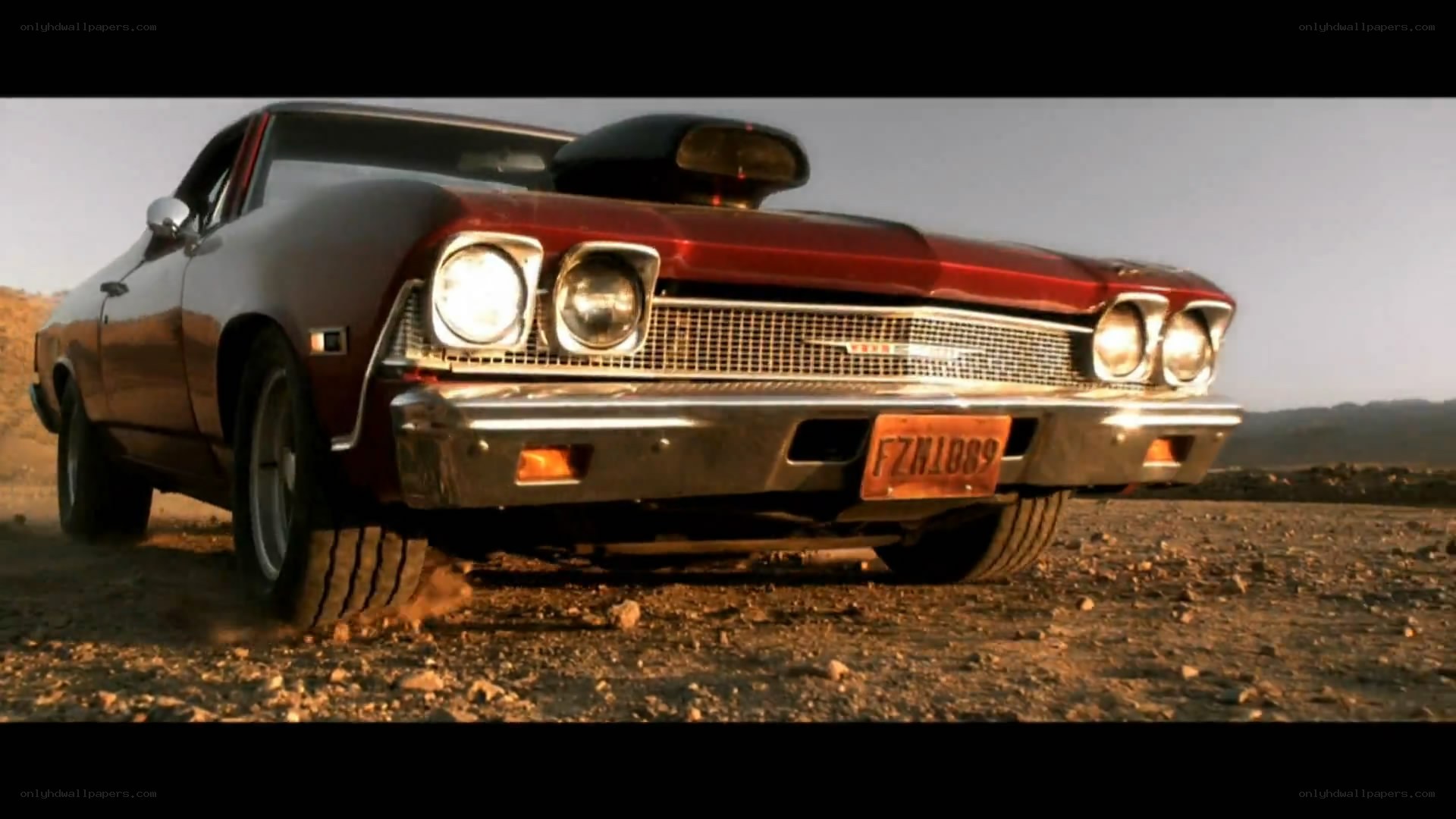 classic red muscle car