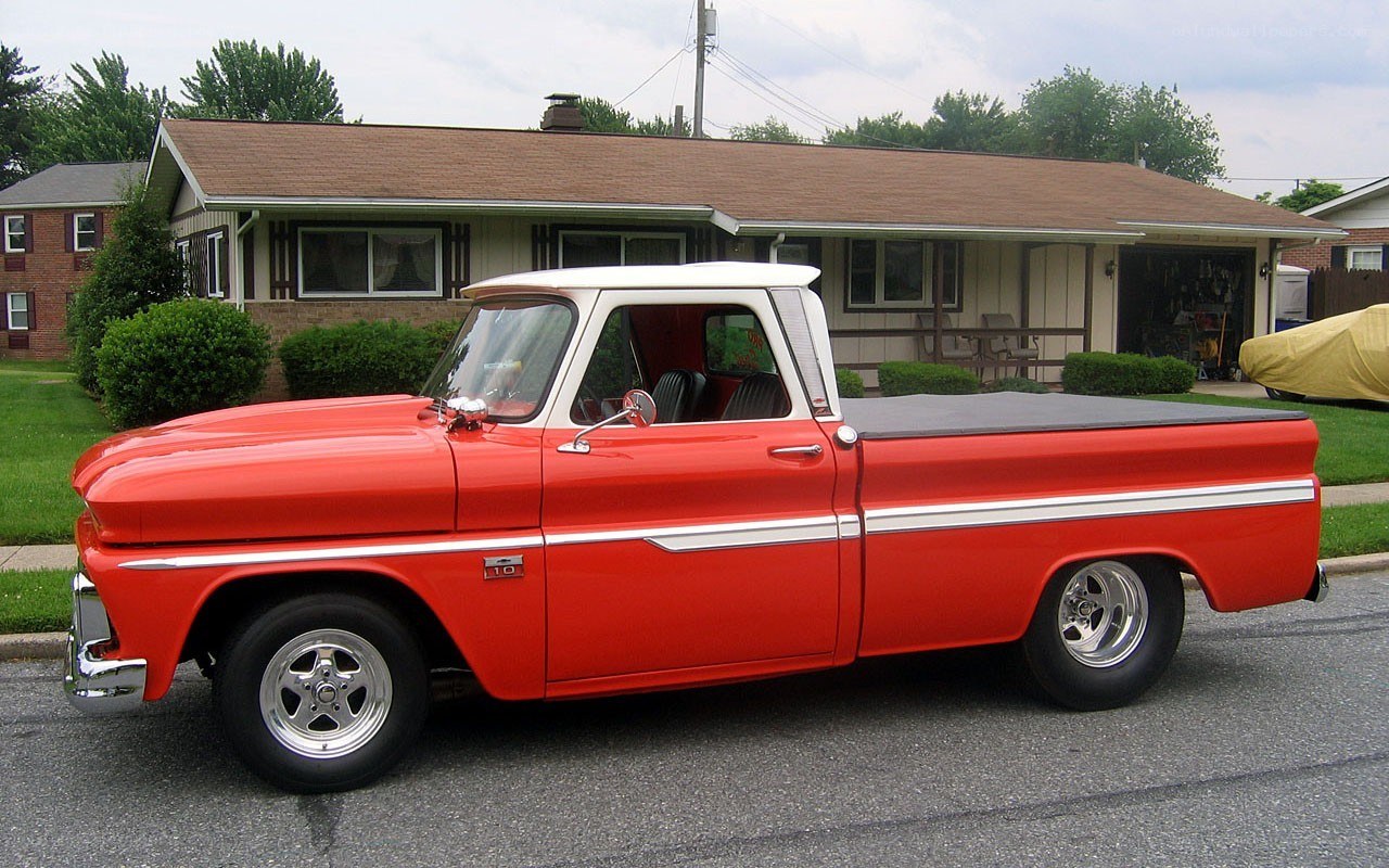 classic red pickup truck