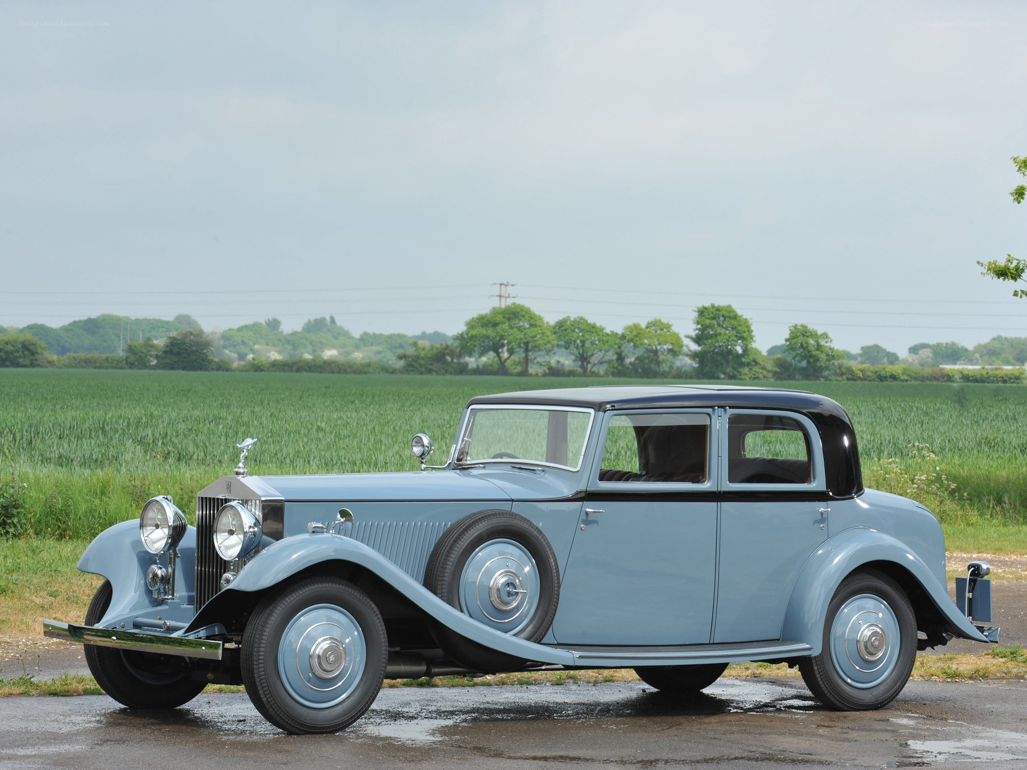 Classic Rolls-Royce in a field