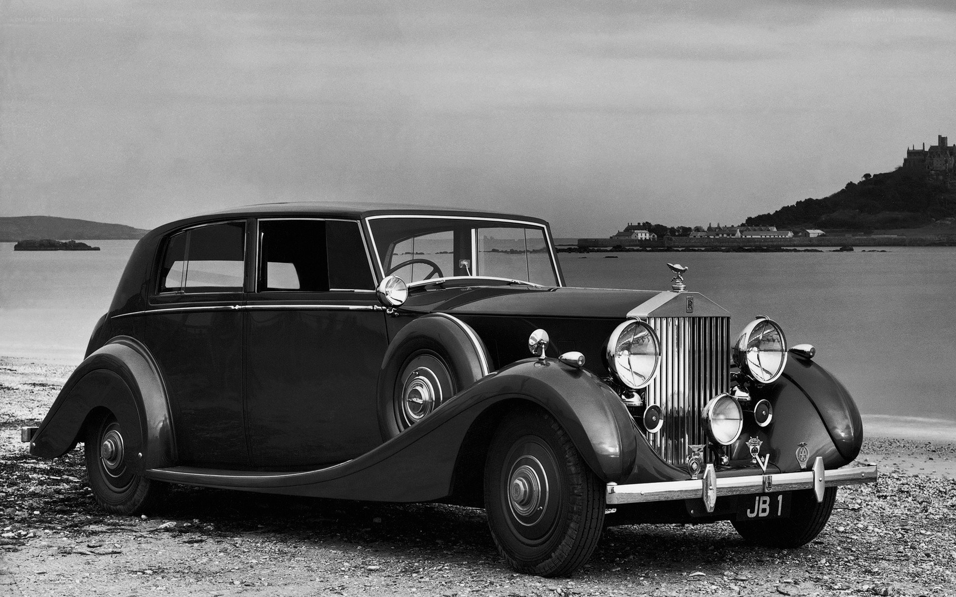 Classic Rolls-Royce on a beach