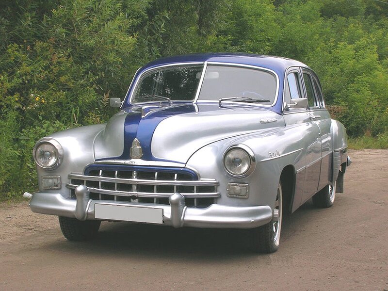 Classic silver and blue car