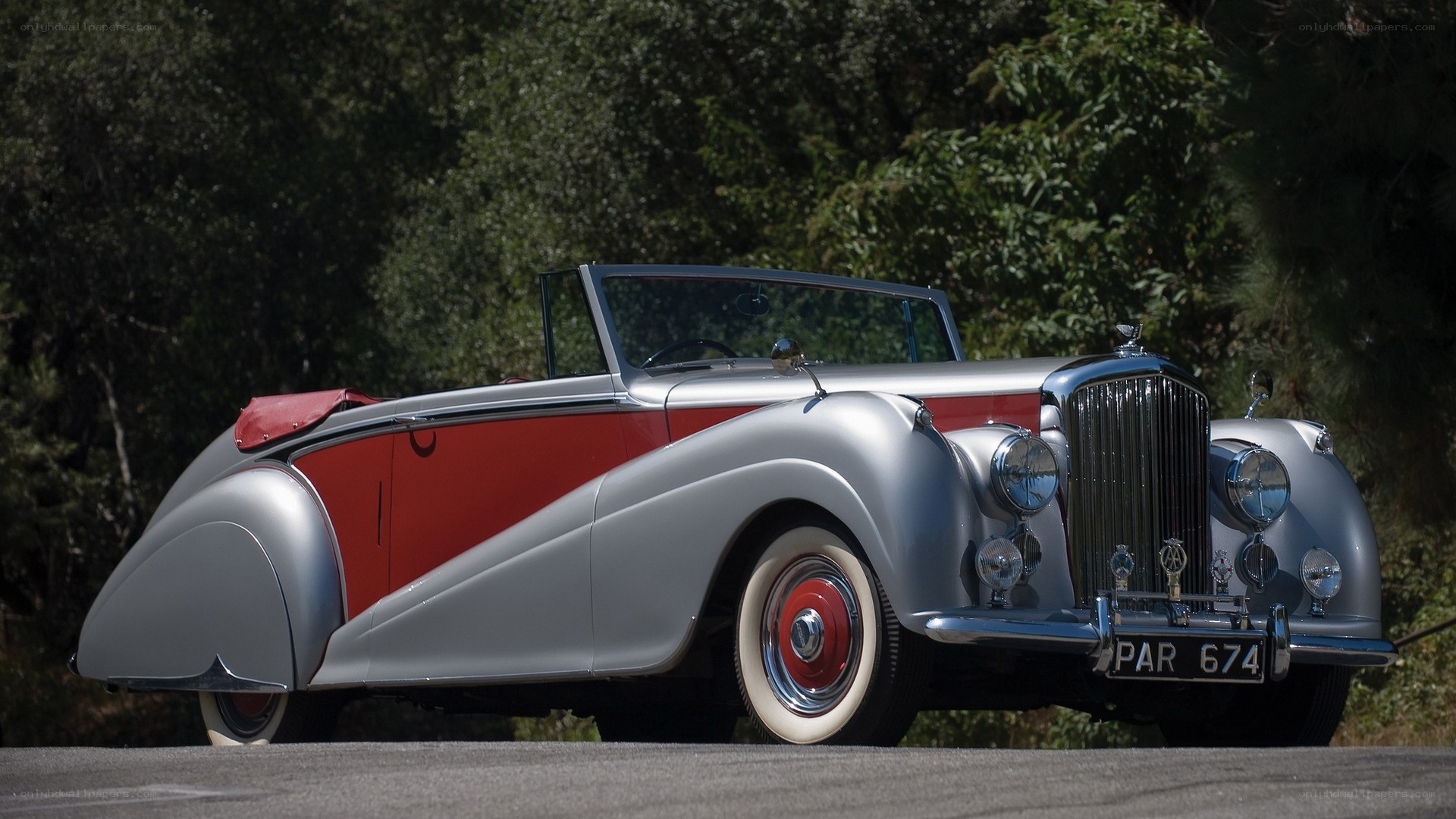 Classic silver and red convertible