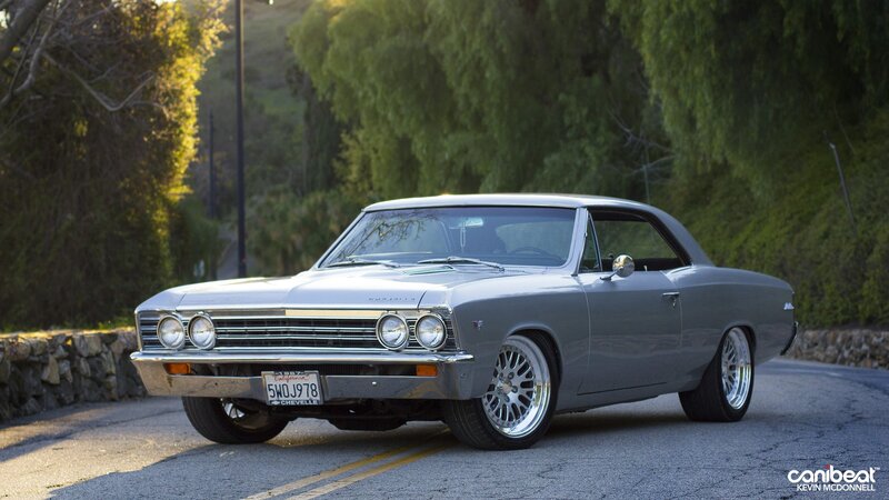 Classic silver Chevelle on a road