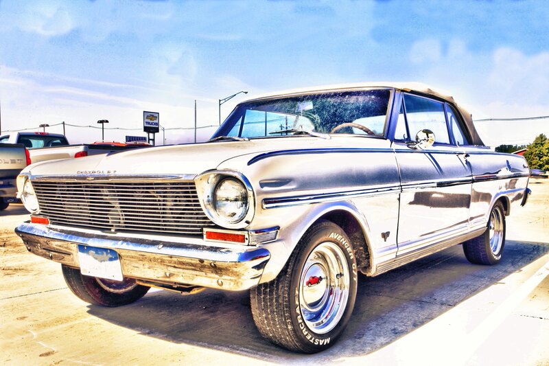 Classic silver Chevrolet convertible