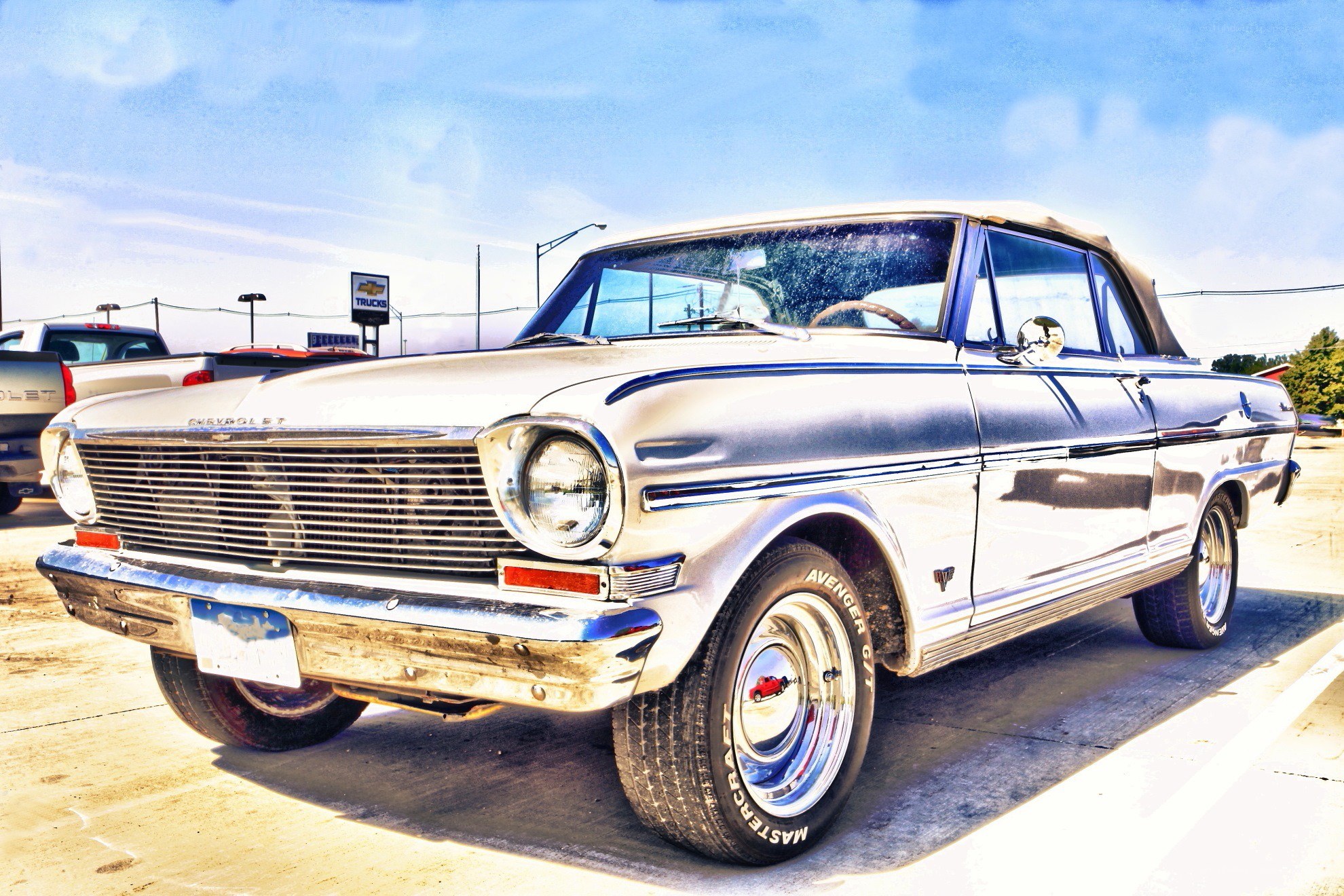 Classic silver Chevrolet convertible