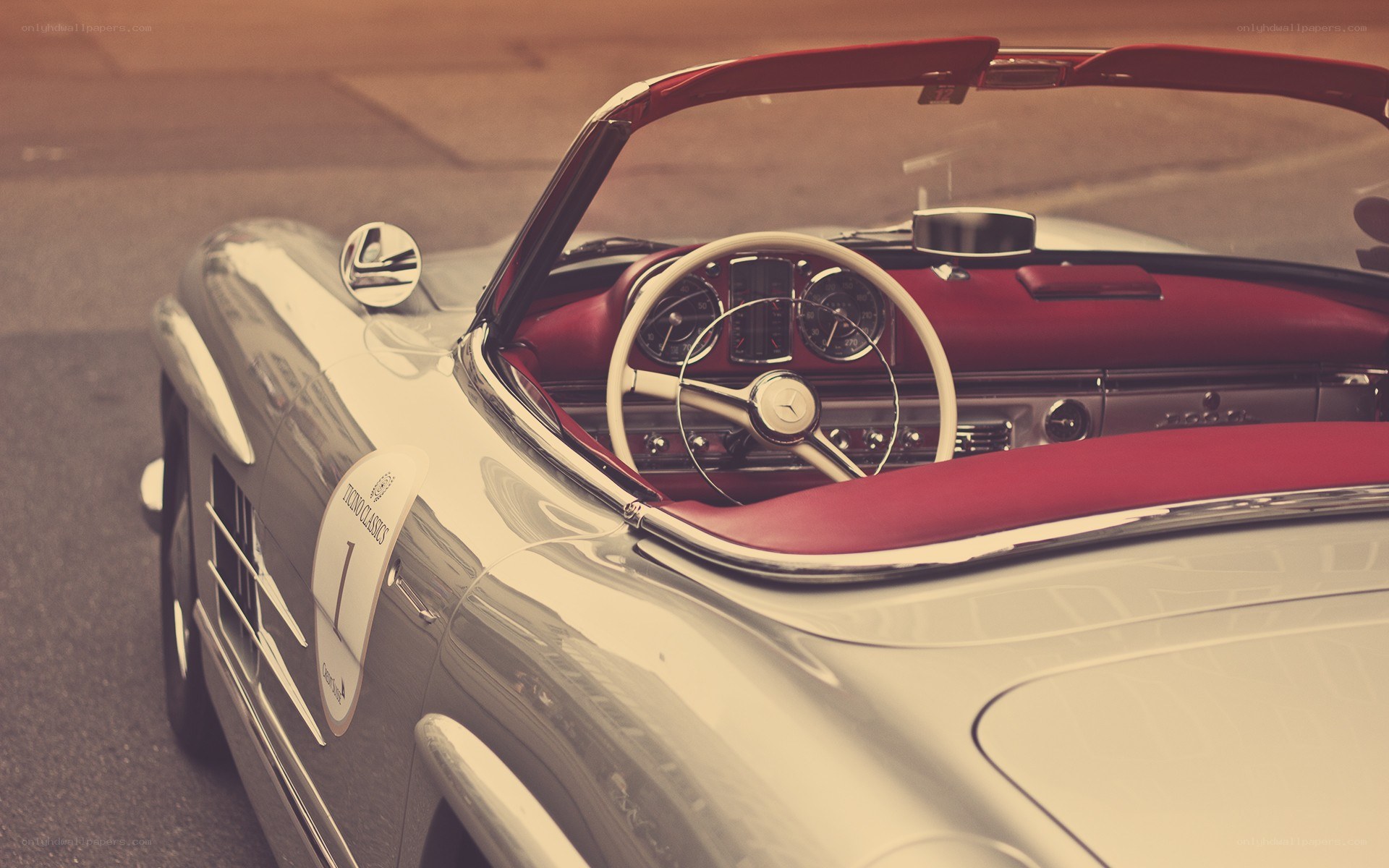 Classic silver convertible car