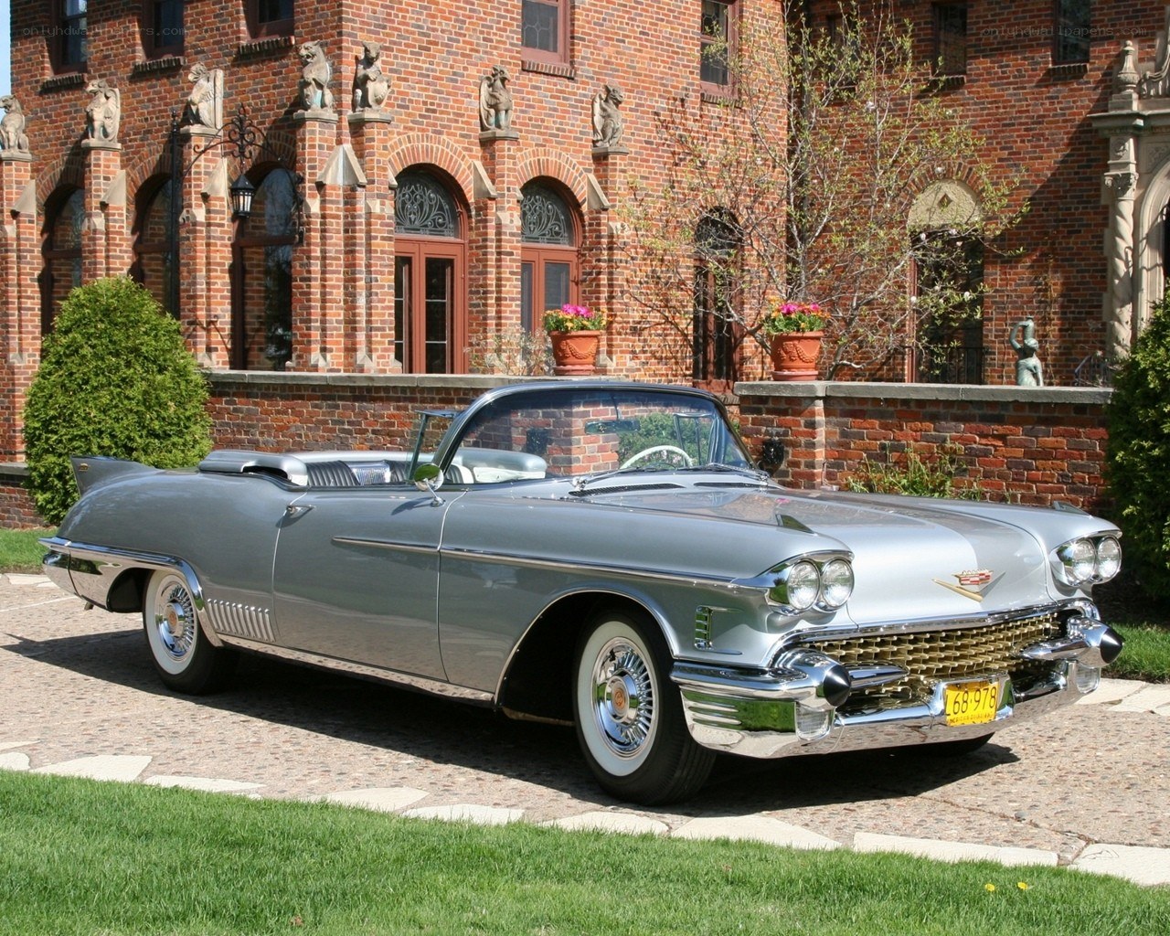 Classic silver convertible car