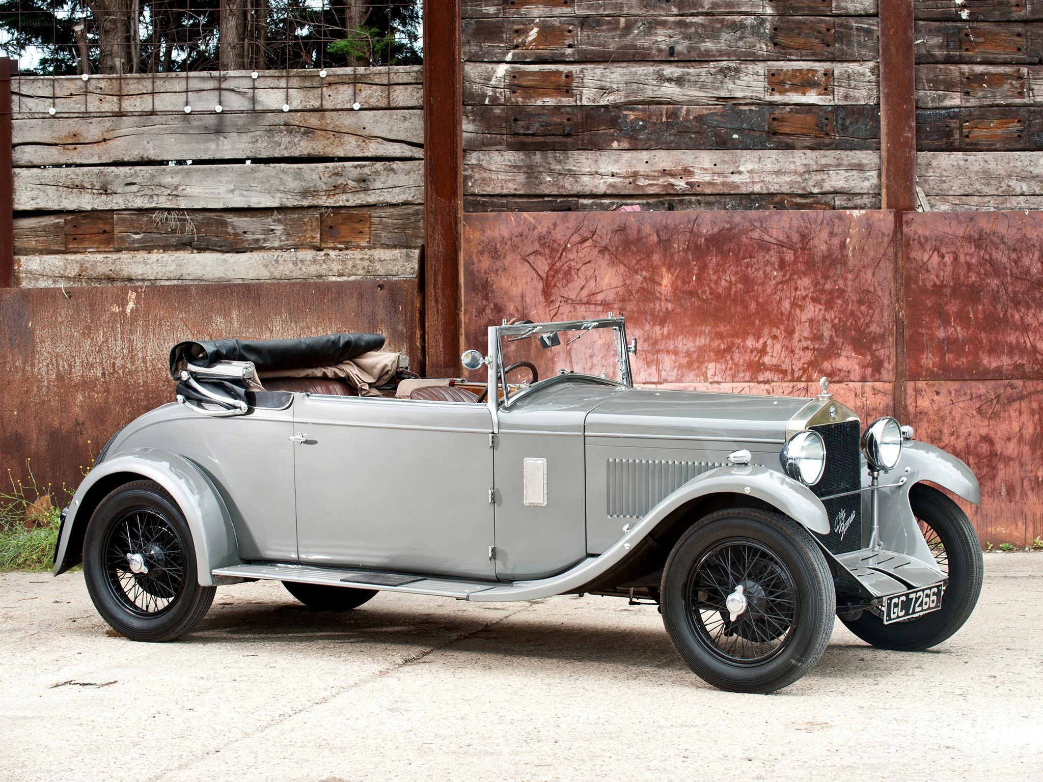 Classic silver convertible car