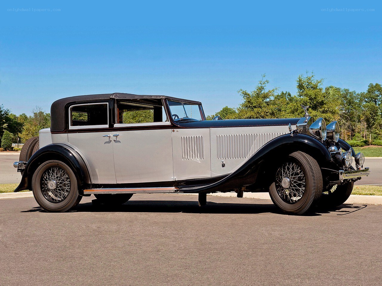 Classic silver convertible car