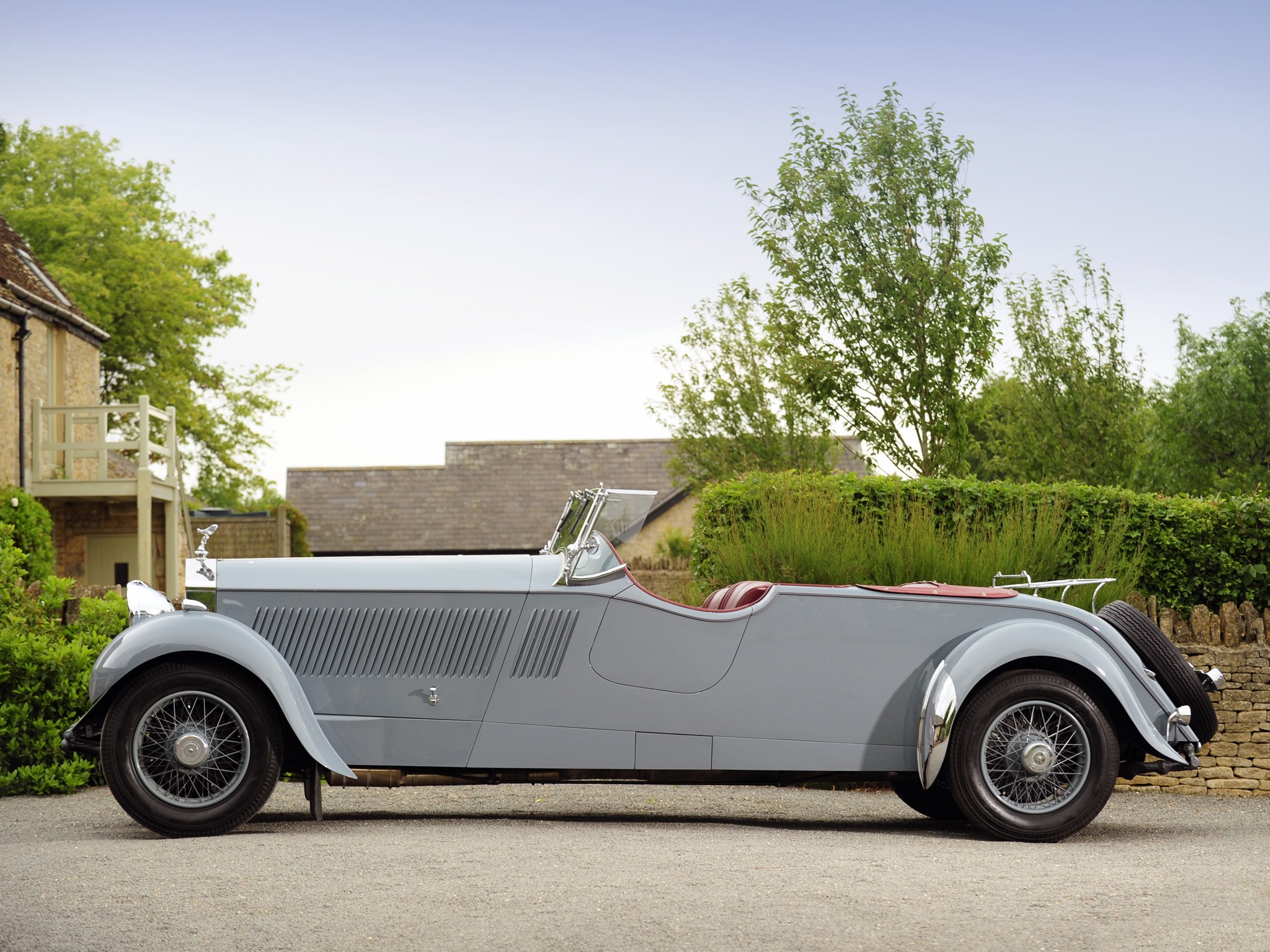 Classic silver convertible car