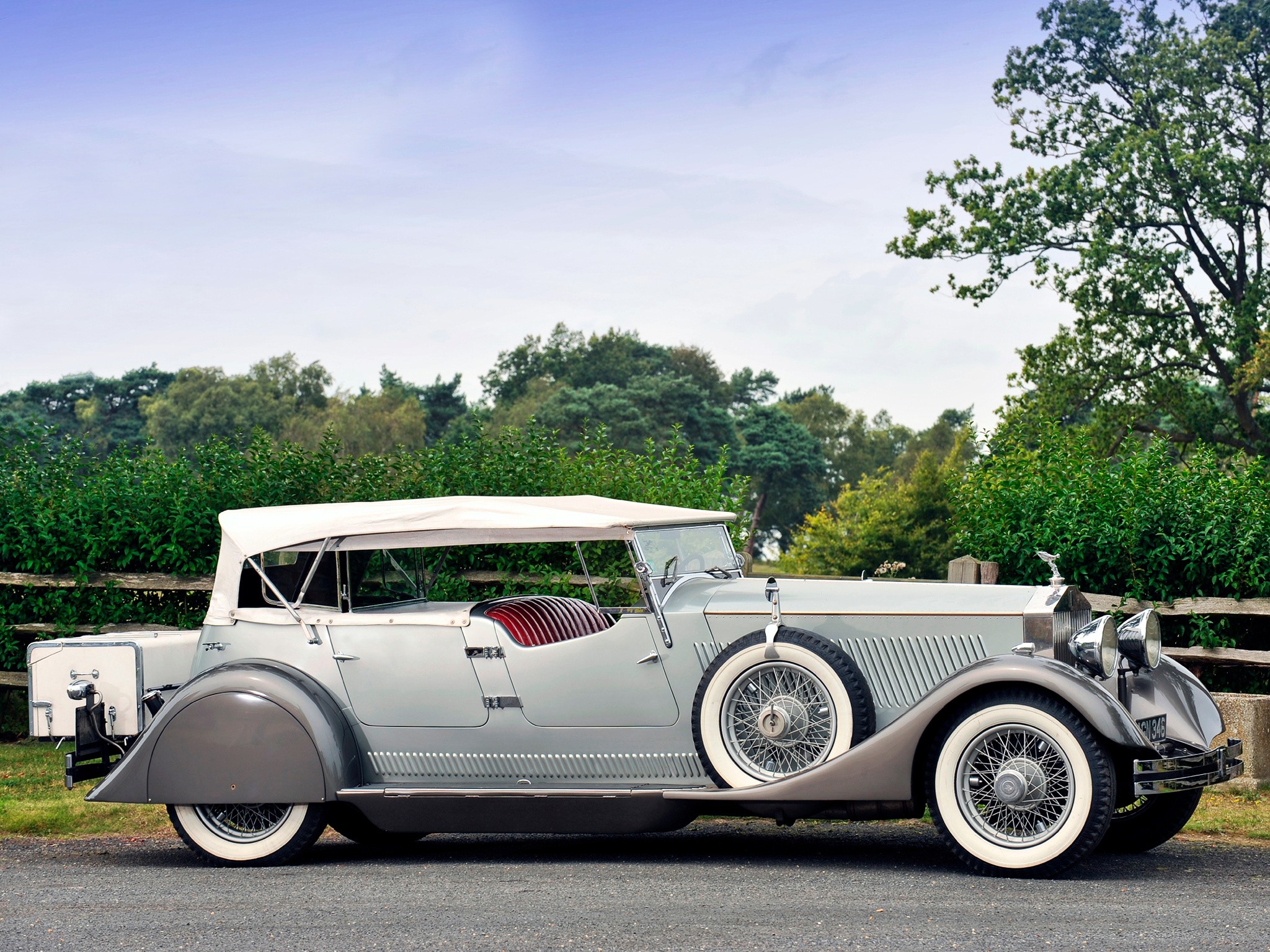 Classic silver convertible car