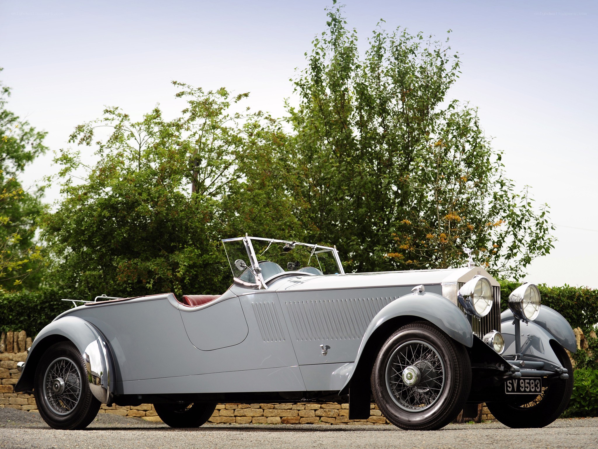 Classic silver convertible car