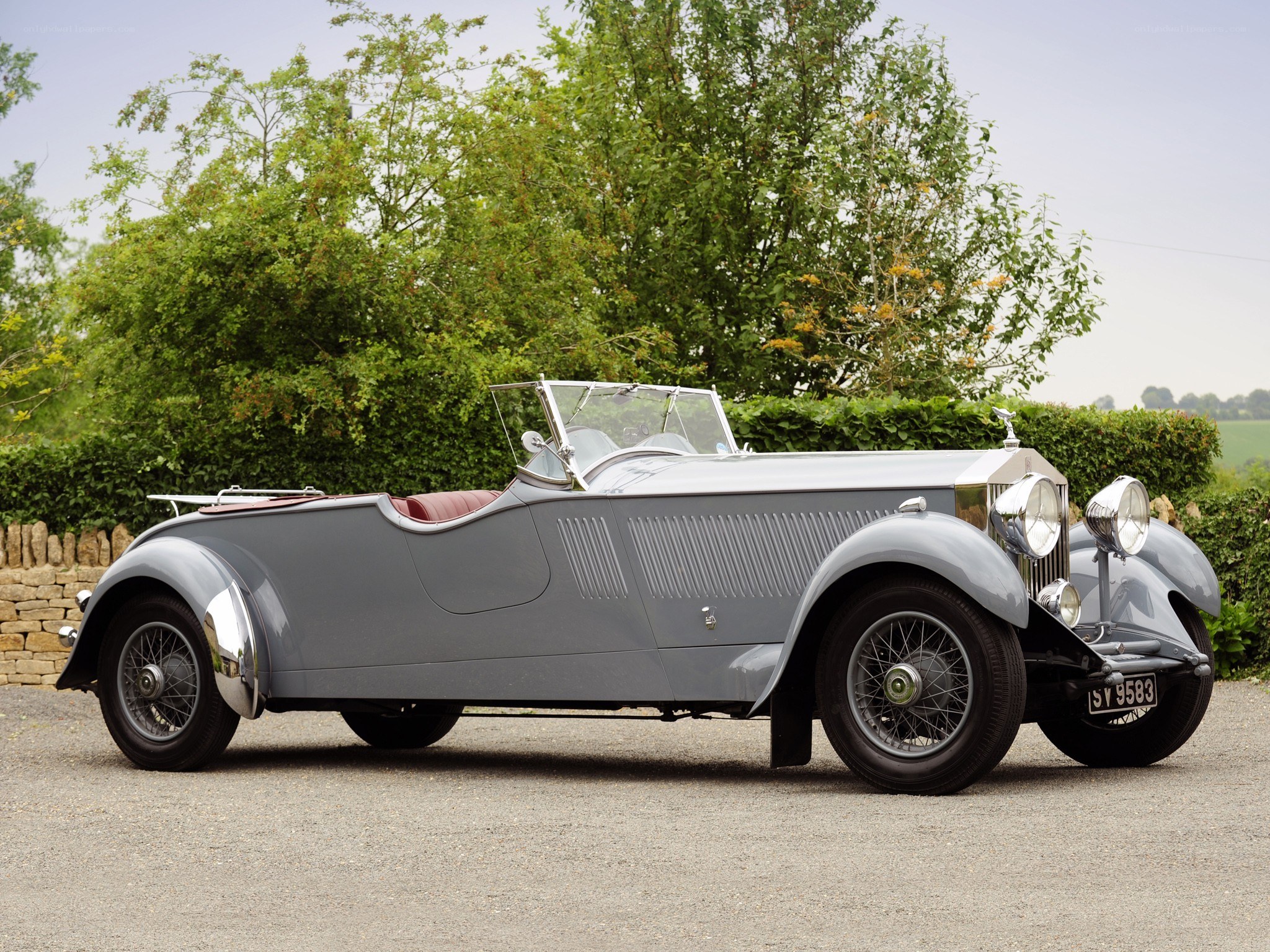 Classic silver convertible car