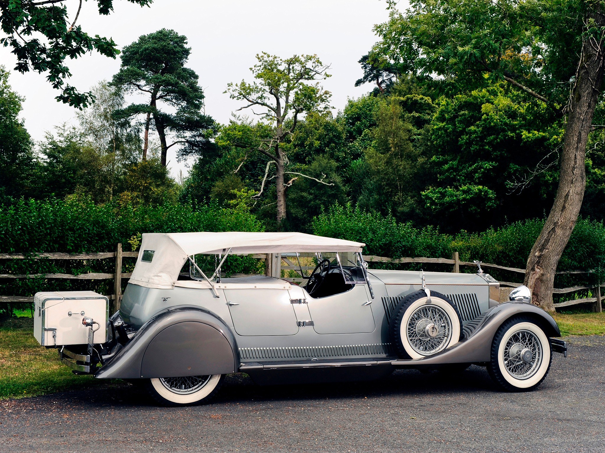 Classic silver convertible car