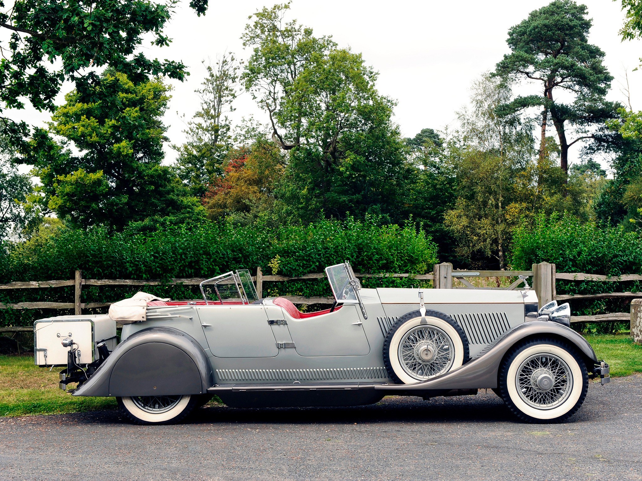 Classic silver convertible car