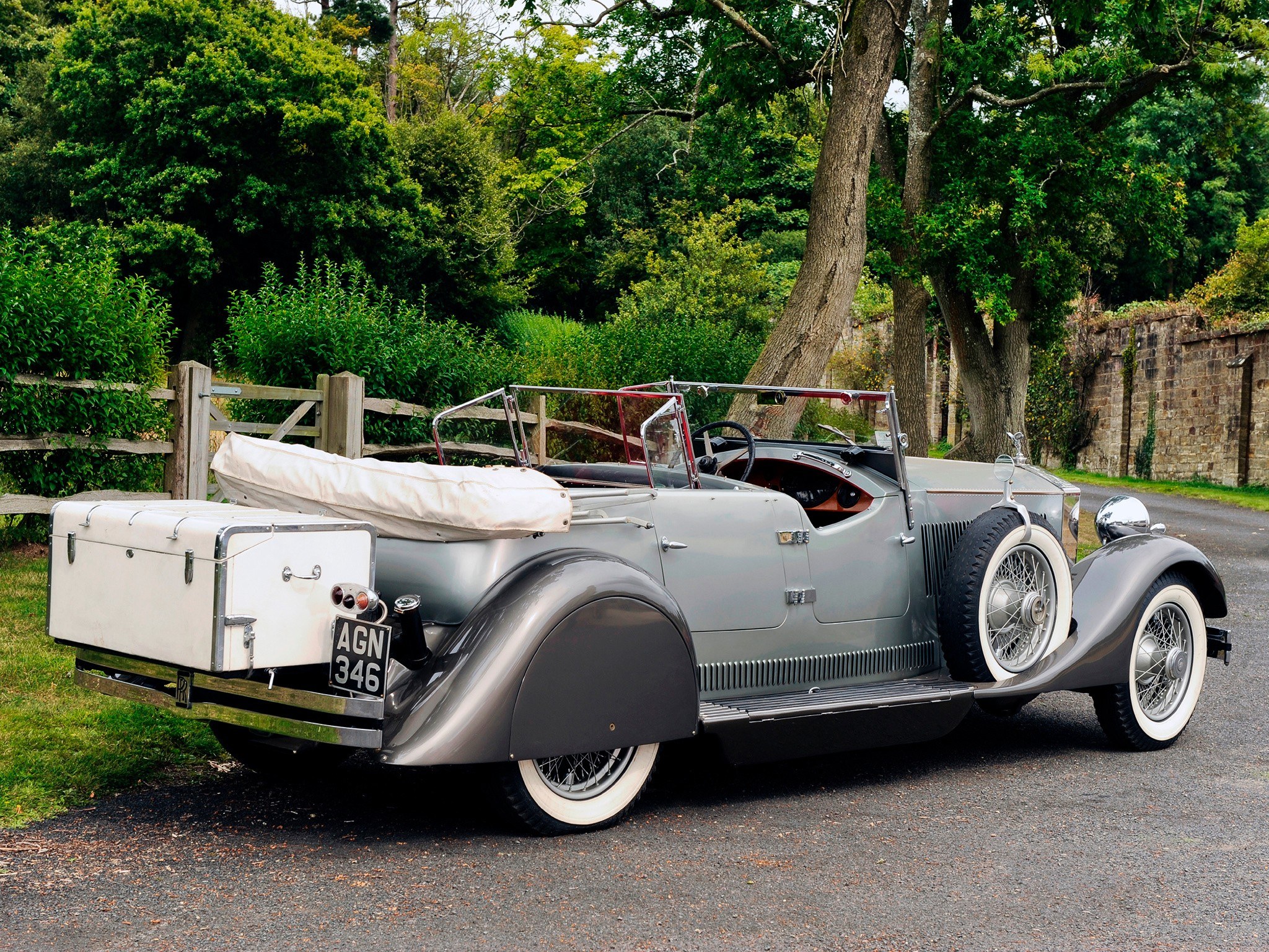 Classic silver convertible car
